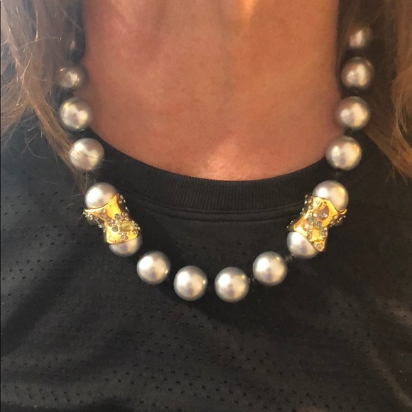 Alexis Bittar Jewelry - Alexis Bittar Faux Pearl and Cristal Necklace